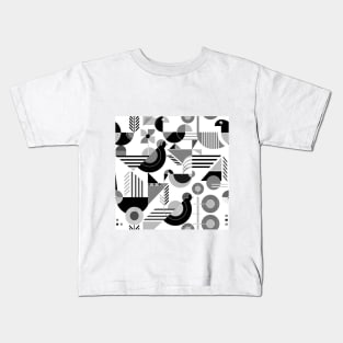 Bauhaus style birds monochrome pattern Kids T-Shirt